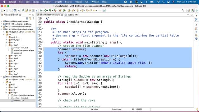 Java JEM23GA1P1b Check partial Sudoku - Read table смотреть онлайн