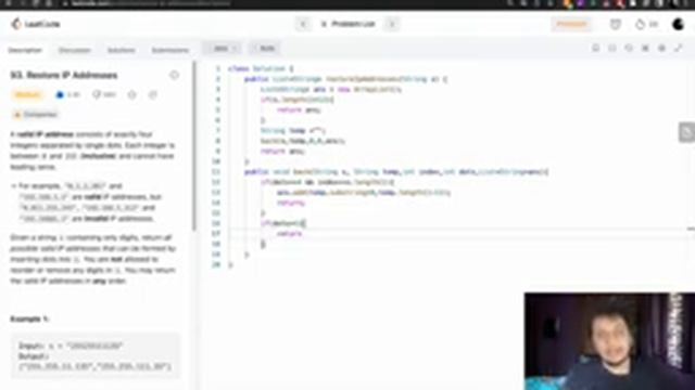 Restore IP Addresses || #93 || Leetcode Daily Challenge || Live-coding|| English смотреть онлайн