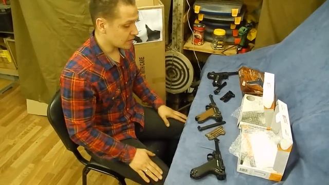 Пневматический пистолет Gletcher Parabellum, Gletcher P 08, Umarex P.08 смотреть онлайн