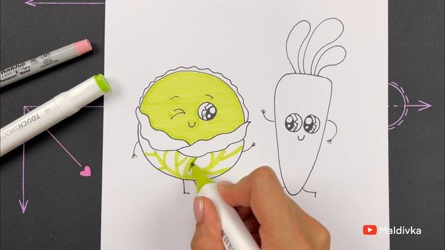 How to draw Cabbage and Carrots ??? смотреть онлайн