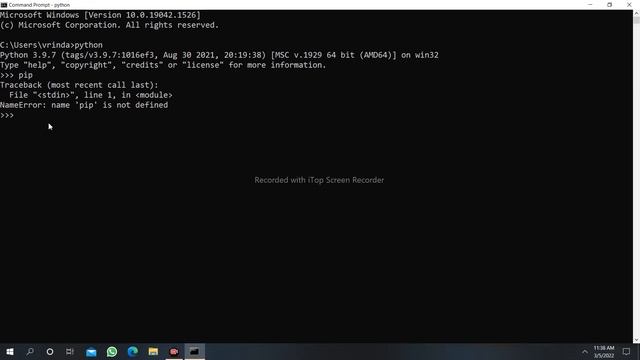 nameerror:name ' pip' is not defined in python смотреть онлайн
