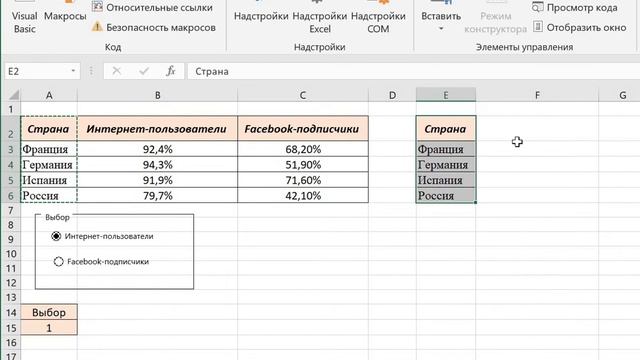 Построение интерактивной диаграммы с использованием группы переключателей смотреть онлайн