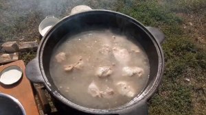 Шурпа узбекская классическая с нутом (+краткий обзор разборной печи)