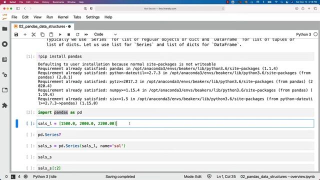 Programming Essentials Python - Overview of Pandas Libraries - Pandas Data Structures
