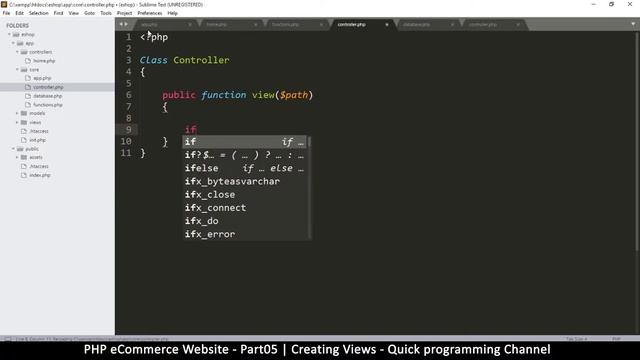 #05 PHP Ecommerce website development | Creating views | MVC OOP - Quick programming