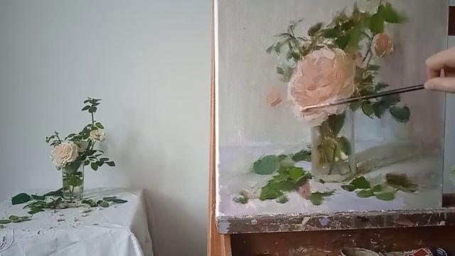 Роза в живописи маслом мастер - класс