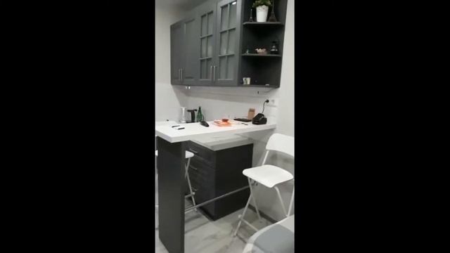 Кухня двухсторонняя П-образная с барной стойкой смотреть онлайн