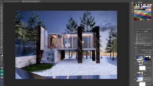 Урок постобработки рендера Photoshop. Экстерьер