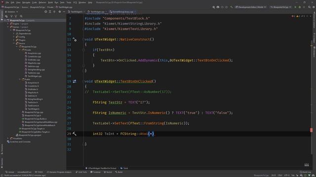 UE4 - Blueprints to C++ - FString Numeric Conversion