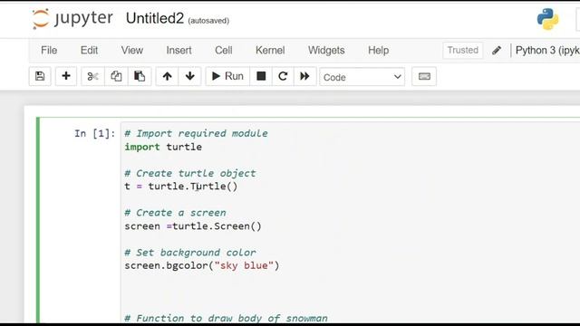 Draw a snowman using a turtle module in Python смотреть онлайн