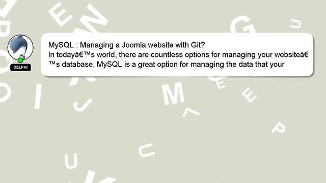 MySQL : Managing a Joomla website with Git? смотреть онлайн