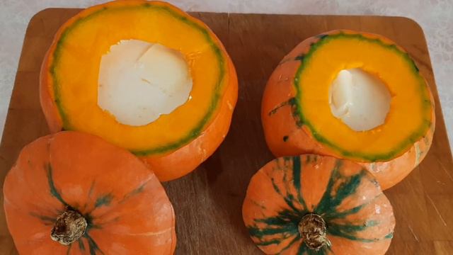 Дачная кухня. Тыква порционная запечённая с начинкой.