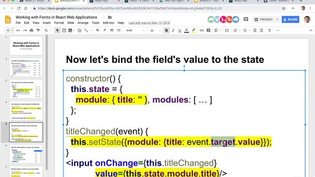 W3 11 react + forms, add module