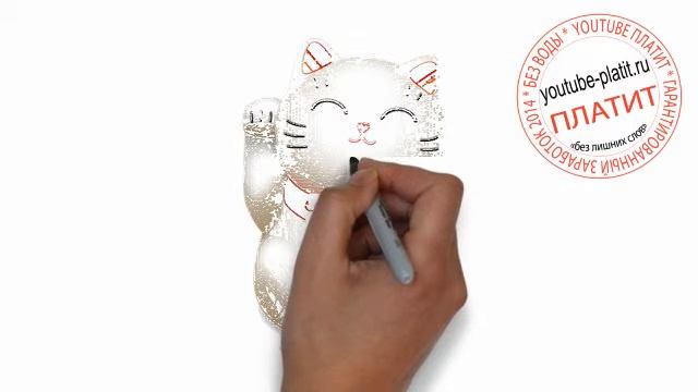 Как нарисовать кота китайца поэтапно простым за 28 секунд смотреть онлайн