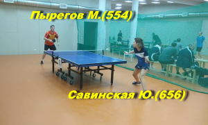 Встреча  Савинская Ю.(656) -Пырегов М.(554).  Турнир в клубе TTHOUSE  12.02.23.