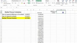 (Excel):Compute Durbin-Watson d-Statistic #exceloutput #regressionoutput #durbinwatson #spurious