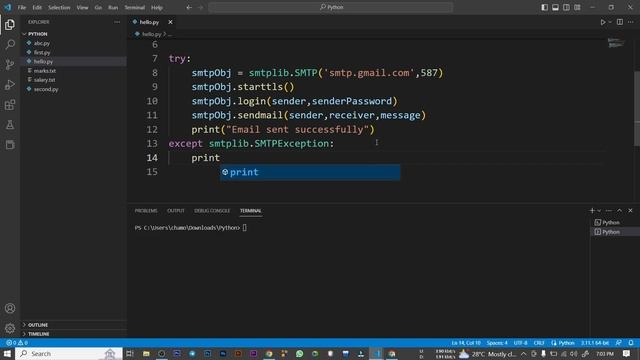 Python  - Sending Email Using SMTP