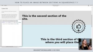 How to place an image in between sections in Squarespace version 7.1 // Squarespace CSS Tutorial