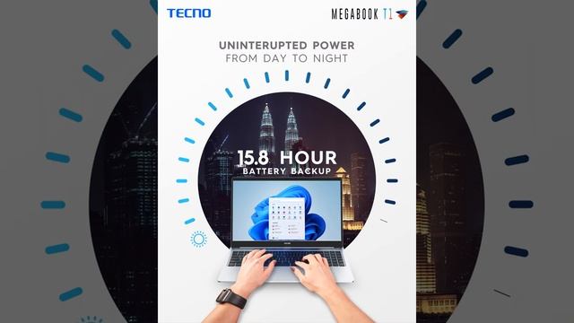 Megabook T1 | 17.5 hours of backup powered by a 70Wh battery