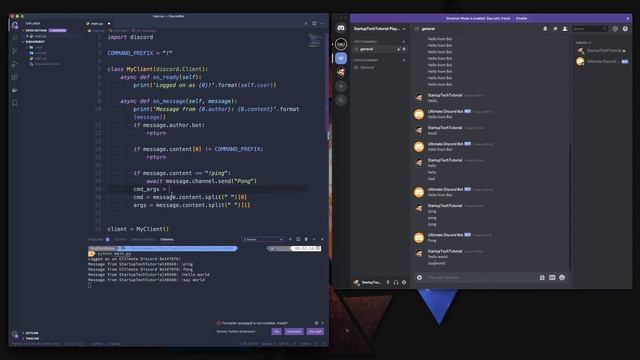 ULTIMATE DISCORD BOT - Episode 3 - Creating our first real commands !hello and !ping