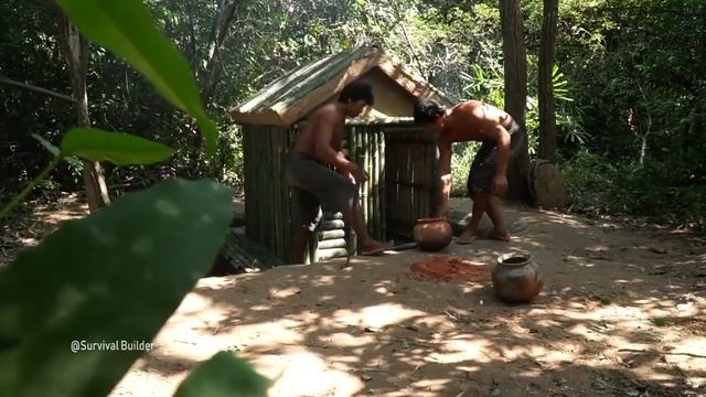 Постройте подземный пруд с рыбками и подземные бассейны с грязью в бамбуковом доме смотреть онлайн