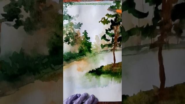 Как простыми движениями нарисовать листву. Художник Александра Миркушова