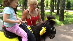 Развлечение для детей! Катаемся на лошадке пони. Гуляем в парке