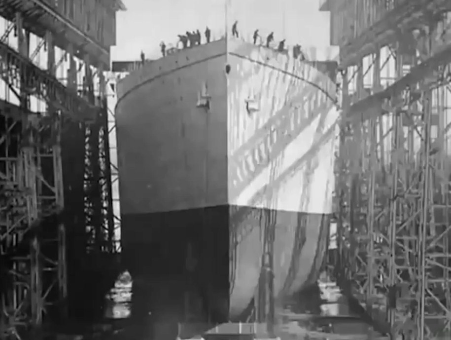 Кинохроника. Пароход (Олимпик), 1908-1910 строительство и спуск на воду. Steamship (Olympic)