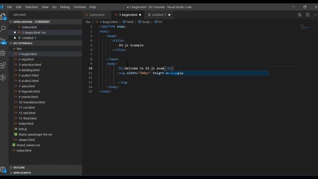 Create first HTML file with SVG tag to start the generation of graph using d3.js In Hindi |PART-2 смотреть онлайн