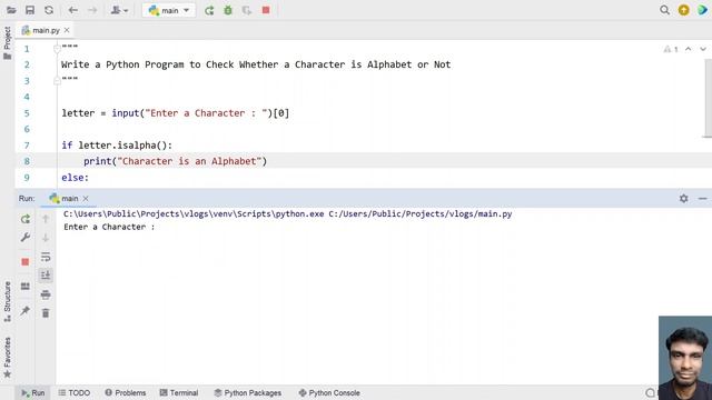 Write a Python Program to Check Whether a Character is Alphabet or Not