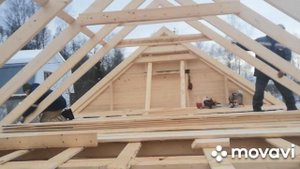 Установка стропил. Дом из бруса.