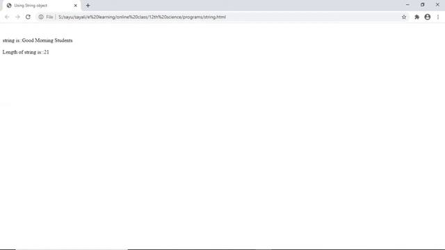 string object with its methods and properties in JavaScript#12th Science