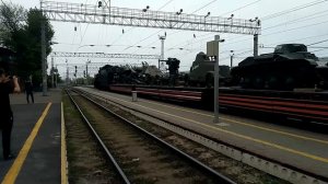 Тепловоз ТЭП70-0340 с ретропоездом "Воинский эшелон" и паровозом Эр797-41