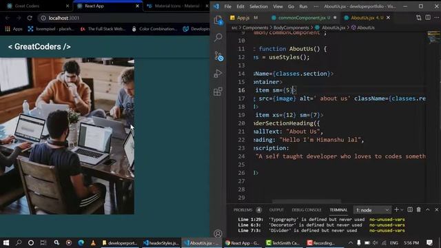 Make Portfolio Website With React And Material Ui| React Tutorial for beginners in hindi Greatcoder