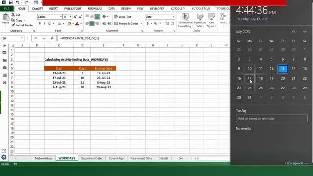 Calendar formulas in Excel | formulas in excel | formula hacks in excel | excel tutoring