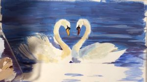 Painting a Swans in Guache?❤️?/Лебеди гуашью