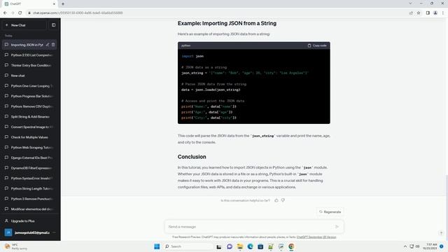 importing JSON object Python