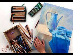 Мастер-класс по пастели «Голубой натюрморт» | Как нарисовать чайник поэтапно