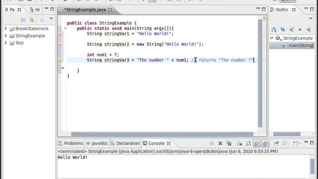 Java Video Tutorial 21: Basic Strings (Pt 1 of 2)