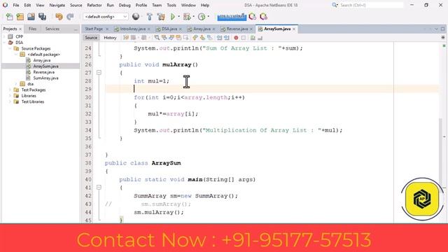 multiplication of array list in java example