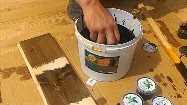Колеруем Масловоск Анта в нужный цвет. Красим доски цветным маслом с сохранением текстуры древесины