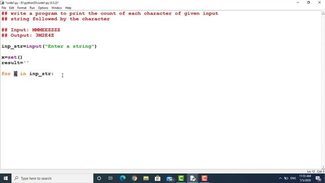 Python Program to print the count of each character of given input string followed by the character
