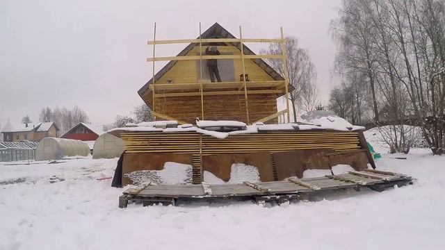 Часть 3. Фронтоны. Таймлапс. Как построить баню своими руками.