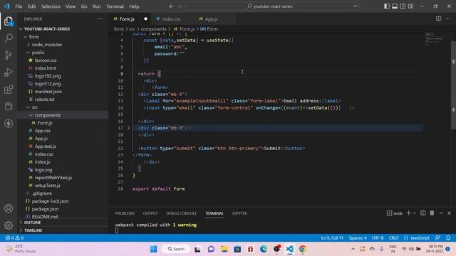 How to Create Forms in React JS using React Hooks in Hindi | React JS Basics |Login Form