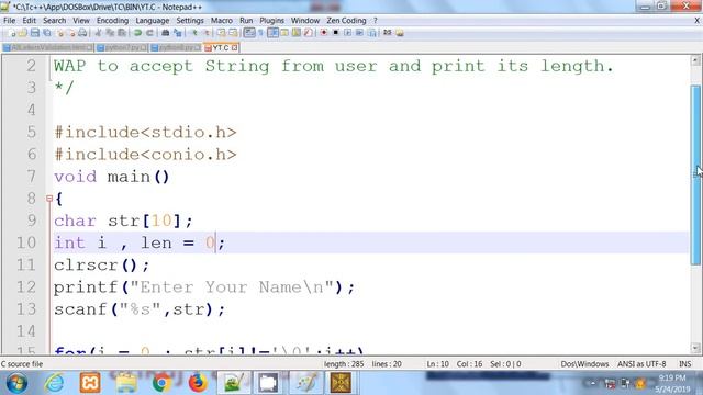 C Programming | Count No. of Characters in 1 D Char Array  | Hindi