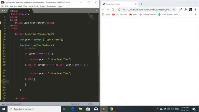 JavaScript Leap Year Finder | Javascript If else Statement Function to Find Leap Year | SadDamniT