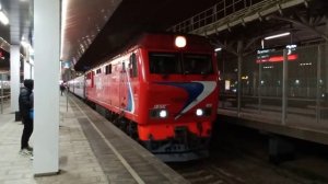 Отправление поезда №602Я Москва - Рыбинск с Восточного вокзала во главе с ТЭП70БС-025