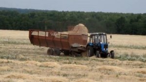 Tractor MTZ-82.1 with pickupTP-F-45 /// Трактор МТЗ-82.1 с подборщиком ТП-Ф-45 на подборе соломы
