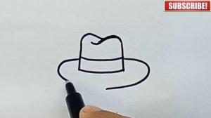 Drawing HAT From Letter H | How to Draw Hat Step by Step | Easy Hat Drawing | टोपी निकालना सीखें