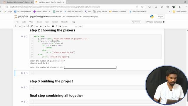 project 1 PIG GAME | Python Course | techCodio | Pig Game python | Dice game